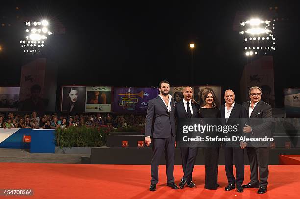 Edoardo De Angelis, Marco D'Amore, Simona Tabasco, Luca Zingaretti and Giampaolo Fabrizio attend 'Perez' Premiere during the 71st Venice Film Festiva...