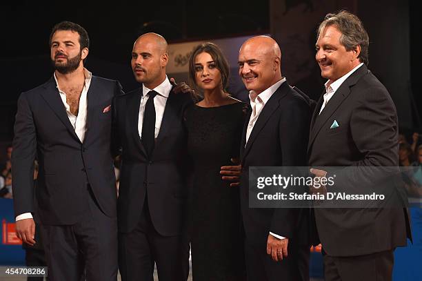 Edoardo De Angelis, Marco D'Amore, Simona Tabasco, Luca Zingaretti and Giampaolo Fabrizio attend 'Perez' Premiere during the 71st Venice Film Festiva...