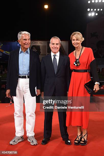 Carlo Rossella, Giampaolo Letta and Rossana Letta attend 'Perez' Premiere during the 71st Venice Film Festival at Sala Grande on September 5, 2014 in...