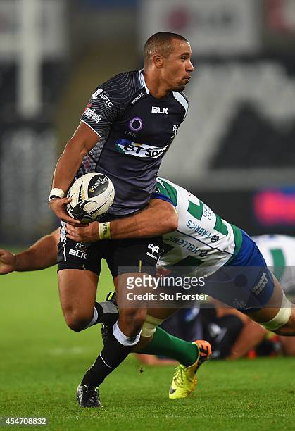 Ospreys wing Eli Walker in action during the Guinness Pro 12 match between Ospreys and Benetton Rugby Treviso at Liberty Stadium on September 5, 2014...