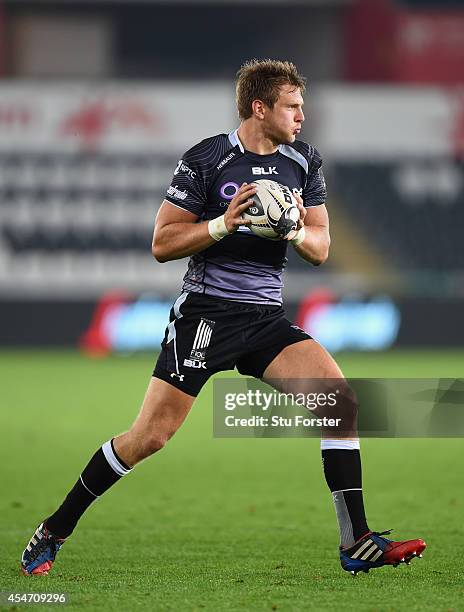 Ospreys fly half Dan Biggar in action during the Guinness Pro 12 match between Ospreys and Benetton Rugby Treviso at Liberty Stadium on September 5,...