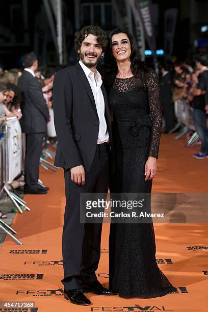 Spanish actor Yon Gonzalez and actress Blanca Romero attend the "Bajo Sospecha" new season premiere at the Principal Theater during day 5 of the 6th...