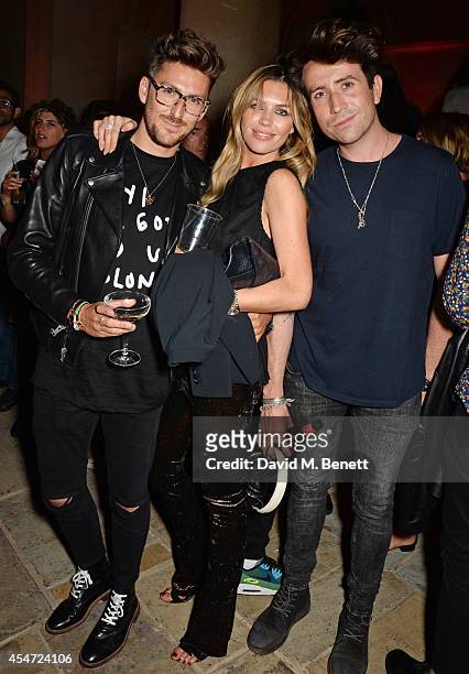 Henry Holland, Abbey Clancy and Nick Grimshaw attend the Soho House event to celebrate Kasabian's performance at the iTunes Festival London on...