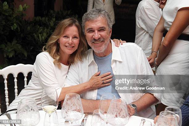 Cheryl Ladd and Biran Russell attend the White Party Dinner Hosted by Andrea and Veronica Bocelli Celebrating Celebrity Fight Night In Italy...