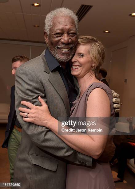 Actors Morgan Freeman and Cynthia Nixon attend the "Ruth & Alex" premiere during the 2014 Toronto International Film Festival at Roy Thomson Hall on...