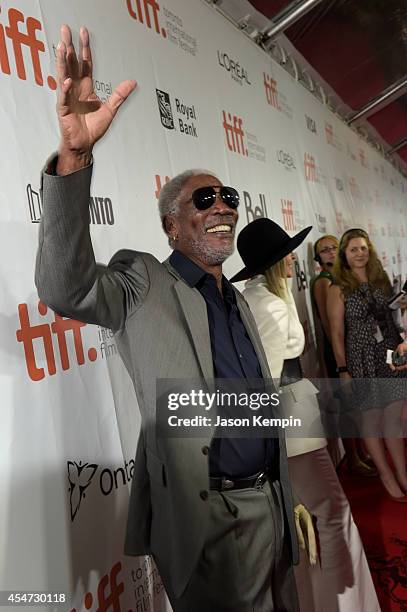 Actors Morgan Freeman and Diane Keaton attend the "Ruth & Alex" premiere during the 2014 Toronto International Film Festival at Roy Thomson Hall on...