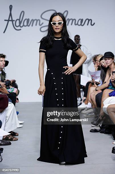 Models Walk the runway at the Adam Selman - Presentation - Mercedes-Benz Fashion Week Spring 2015 at Algus Greenspon Gallery on September 5, 2014 in...