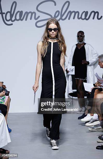 Models Walk the runway at the Adam Selman - Presentation - Mercedes-Benz Fashion Week Spring 2015 at Algus Greenspon Gallery on September 5, 2014 in...