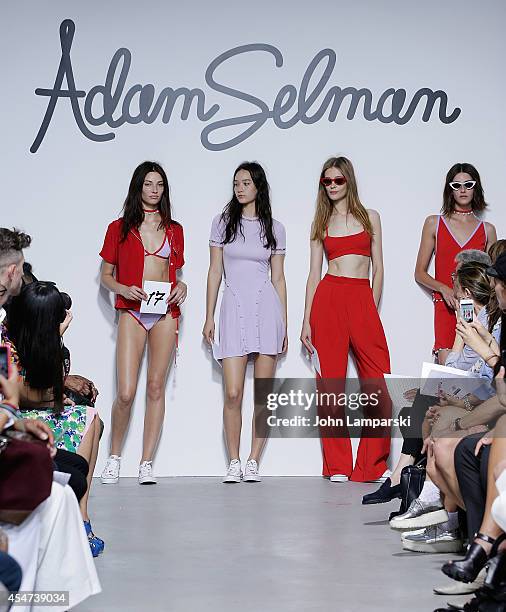 Models Walk the runway at the Adam Selman - Presentation - Mercedes-Benz Fashion Week Spring 2015 at Algus Greenspon Gallery on September 5, 2014 in...