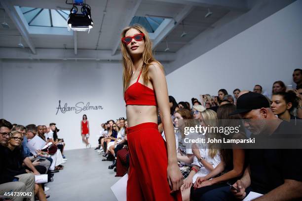 Models Walk the runway at the Adam Selman - Presentation - Mercedes-Benz Fashion Week Spring 2015 at Algus Greenspon Gallery on September 5, 2014 in...