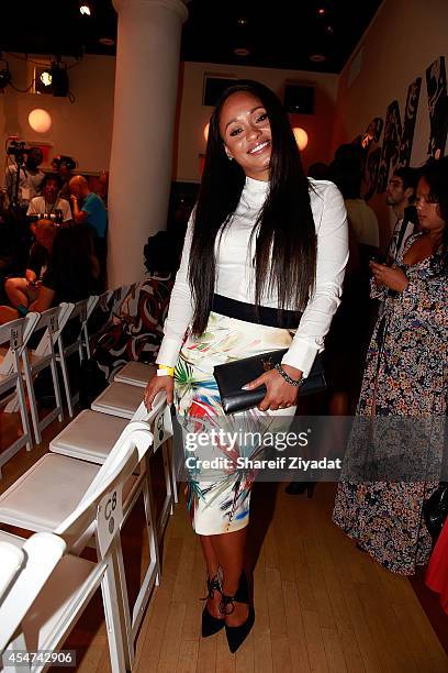 Tahiry attends the Argyleculture By Russell Simmons show at Mercedes-Benz Fashion Week Spring 2015 at Helen Mills Event Space on September 5, 2014 in...