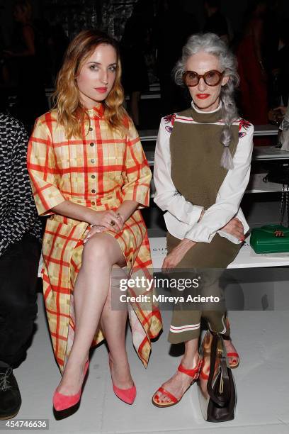 Zoe Lister Jones and Linda Rodin attend Suno runway show during Mercedes-Benz Fashion Week Spring 2015 at Center 548 on September 5, 2014 in New York...