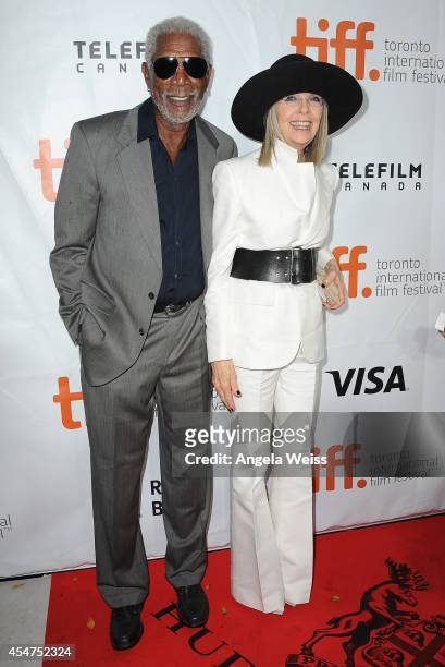 Actor Morgan Freeman and actress Diane Keaton attend the 'Ruth & Alex' premiere during the 2014 Toronto International Film Festival at Ryerson...