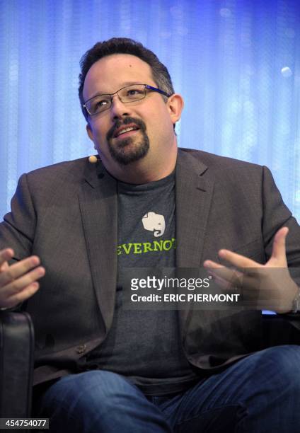 Evernote CEO Phil Libin talks during a session of LeWeb 2013 event in Saint-Denis near Paris on December 10, 2013. AFP PHOTO ERIC PIERMONT