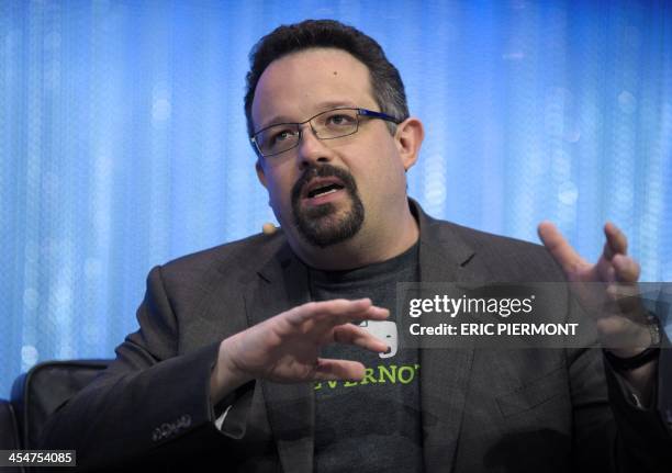 Evernote CEO Phil Libin talks during a session of LeWeb 2013 event in Saint-Denis near Paris on December 10, 2013. AFP PHOTO ERIC PIERMONT