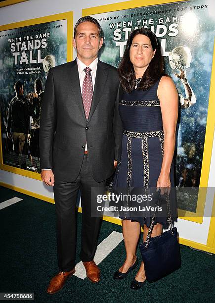 Actor Jim Caviezel and wife Kerri Browitt Caviezel attend the premiere of "When The Game Stands Tall" at ArcLight Hollywood on August 4, 2014 in...