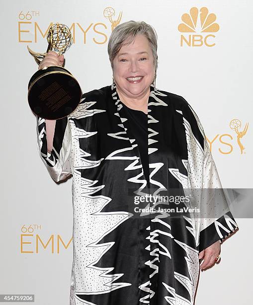 Actress Kathy Bates poses in the press room at the 66th annual Primetime Emmy Awards at Nokia Theatre L.A. Live on August 25, 2014 in Los Angeles,...