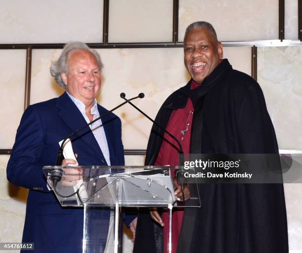 Graydon Carter and Andre Leon Talley speak at The Daily Front Row Second Annual Fashion Media Awards at Park Hyatt New York on September 5, 2014 in...