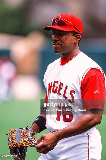 Garret Anderson of the Anaheim Angels during the game against the Oakland Athletics on April 14, 2002 at Edison Field in Anaheim, California.