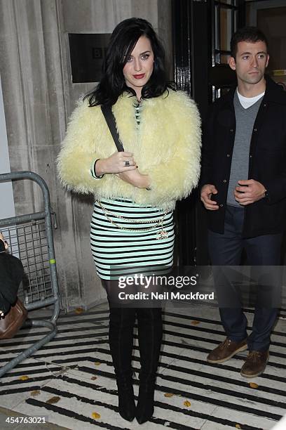 Katy Perry seen leaving BBC Radio 2 on December 10, 2013 in London, England.