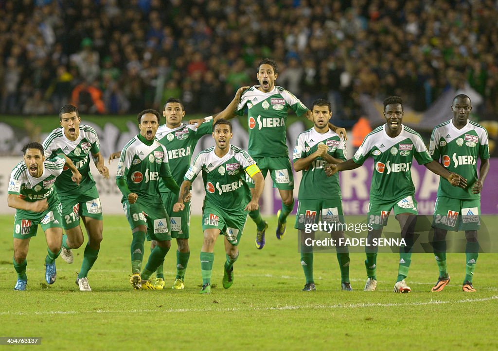 Ticket Raja Raja Casablanca football team players celebrate after scoring a goal ...