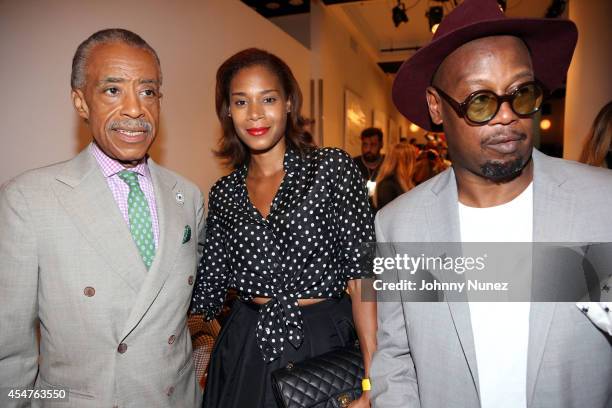 Reverend Al Sharpton, Aisha McShaw, and Andre Harrell attend Argyleculture By Russell Simmons during Mercedes-Benz Fashion Week Spring 2015 at Helen...