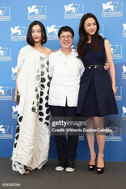 Actress Tuan Yuan with director Ann Hui and actress Tang Wei attend "The Golden Era" photocall during the 71st Venice Film Festival on September 6,...