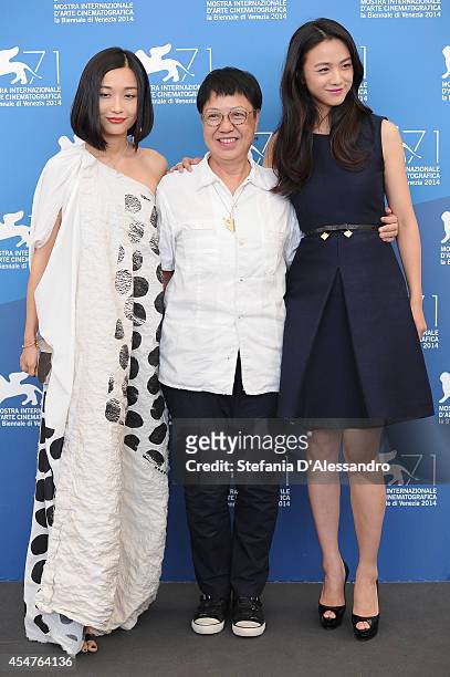 Actress Tian Yuan, director Ann Hui and actress Tang Wei attend 'The Golden Era' Photocall during the at Palazzo Del Casino on September 6, 2014 in...