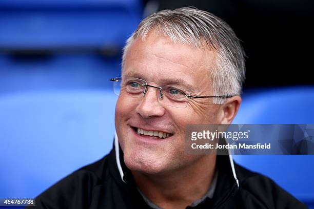 Micky Adams, manager of Port Vale looks on ahead of the Sky Bet League One match between Peterborough United and Port Vale at London Road Stadium on...
