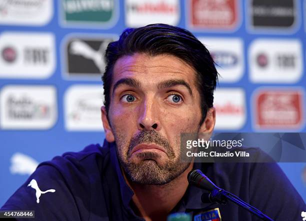 Gianluigi Buffon during the Italy Press Conference at Coverciano on September 6, 2014 in Florence, Italy.