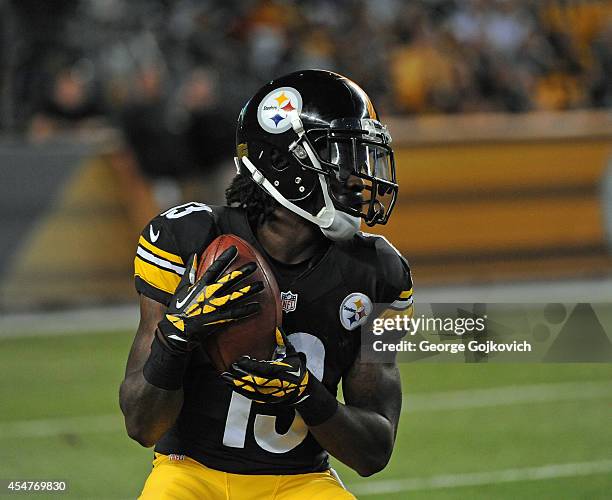 Wide receiver/running back Dri Archer of the Pittsburgh Steelers runs with the football during a preseason game against the Carolina Panthers at...