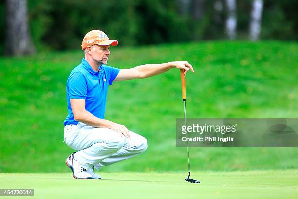 Jean Francois Remesy of France in action during the second round of the Russian Open Golf Championship played at Moscow Country Club and Golf Resort...