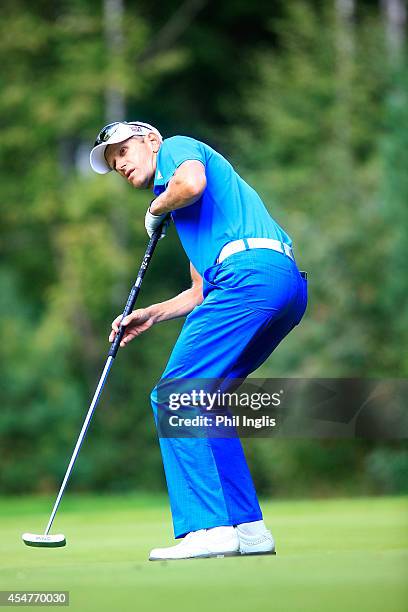 Steen Tinning of Denmark in action during the second round of the Russian Open Golf Championship played at Moscow Country Club and Golf Resort on...