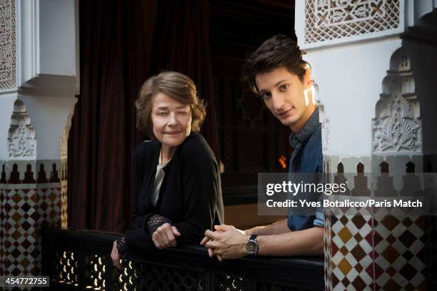 Actors Charlotte Rampling and Perre Ninney are photographed for Paris Match on November 29, 2013 in Marrakech, Morocco.
