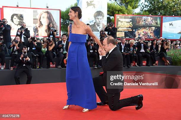 Jury members Jhumpa Lahiri and Carlo Verdone attend the Closing Ceremony during the 71st Venice Film Festival at Sala Grande on September 6, 2014 in...