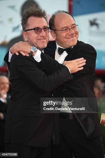 Jury members Tim Roth and Carlo Verdone attend the Closing Ceremony during the 71st Venice Film Festival at Sala Grande on September 6, 2014 in...