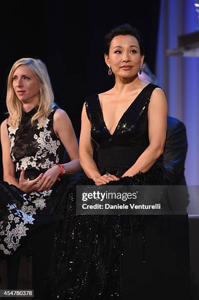 Jury members Jessica Hausner and Joan Chen attend the Closing Ceremony during the 71st Venice Film Festival at Sala Grande on September 6, 2014 in...