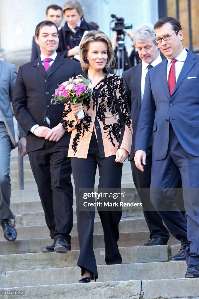 Queen Mathilde Of Belgium Visits Henry Van De Velde's Exhibition At The Royal Museum Of Art And History In Brussels
