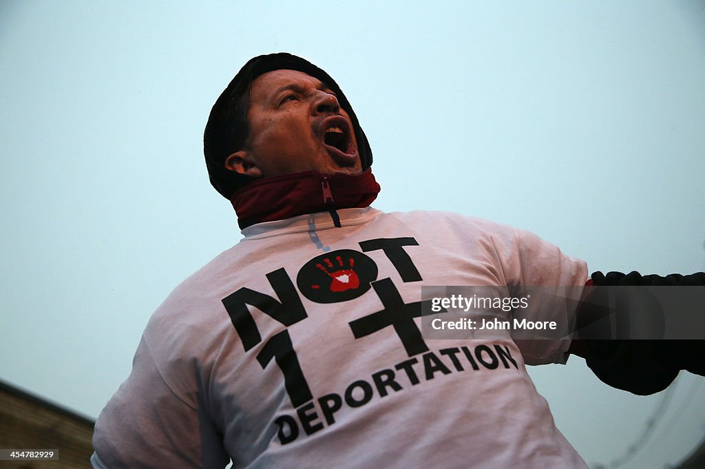 Immigrant Rights Advocates Protest At Elizabeth Detention Center