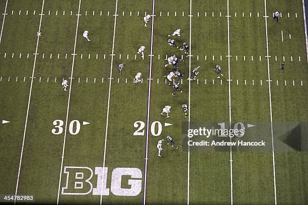 Big Ten Championship: Aerial view of Michigan State QB Connor Cook in action vs Ohio State at Lucas Oil Stadium. Indianapolis, IN 12/7/2013 CREDIT:...