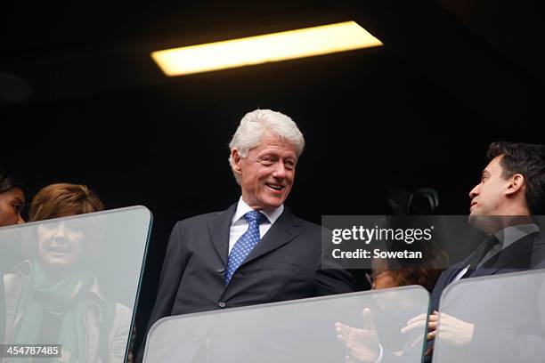 Former US president Bill Clinton, at the memorial service of the late former president Nelson Mandela in Johannesburg held at FNB stadium, on...