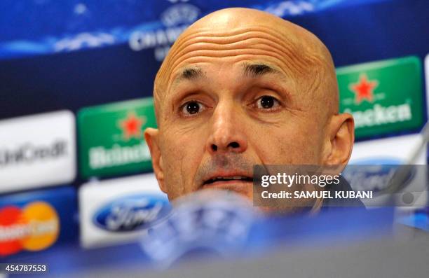 Zenit's head coach Luciano Spalletti attends a press conference in Vienna on December 10 on the eve of the UEFA Champions League group G match FK...