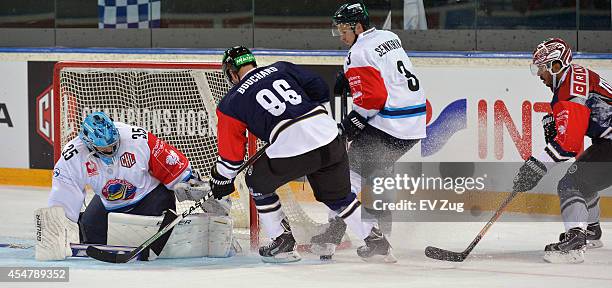 Bouchard of EVZ during the Champions Hockey League group stage game between EV Zug and Vitkovice Ostrava on September 6, 2014 in Zug, Switzerland.