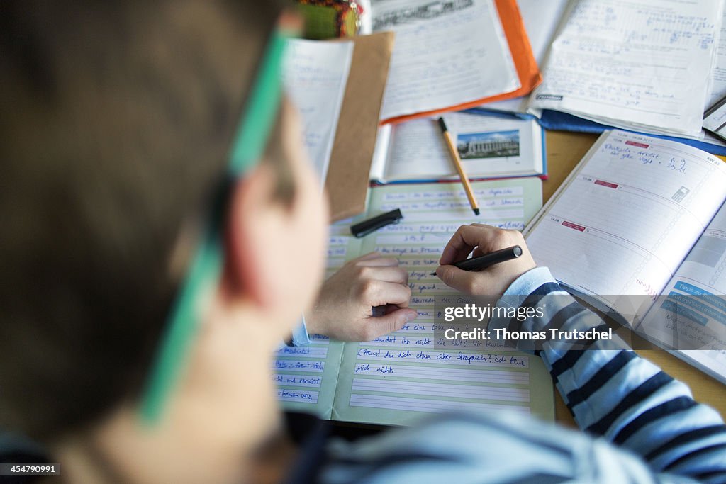 Studious Boy At His Desk