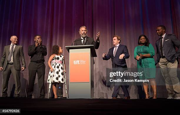 Actor Bill Burr, actor Mpho Koaho, actress Jillian Estell, actor Kevin Costner, director Mike Binder, actress Octavia Spencer and actor Anthony...