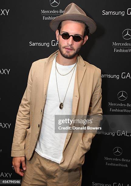 Actor Nico Tortorella seen at the Samsung Galaxy Backstage Lounge at Mercedes-Benz Fashion Week Spring 2015 at Lincoln Center on September 4, 2014 in...