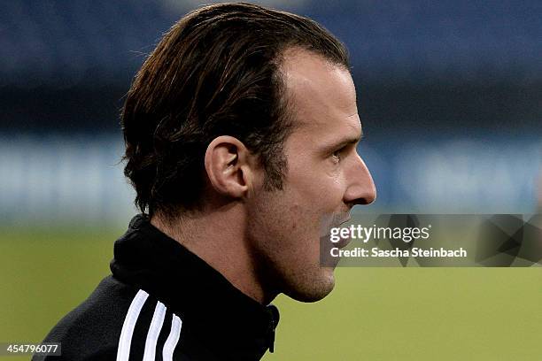 Marco Streller attends a FC Basel training session prior to their UEFA Champions League Group E match against FC Schalke 04 at Veltins-Arena on...
