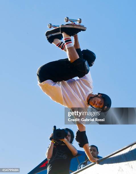 Tony Hawk in action during the Xtreme Life Fest on September 6, 2014 in Buenos Aires, Argentina. This is Tony Hawk's first exhibition in Argentina.