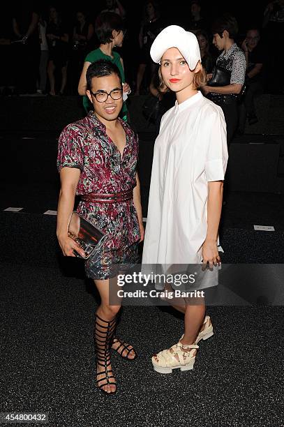 Taylor Srirat and Elena Kibalchich attend the Alexander Wang fashion show during Mercedes-Benz Fashion Week Spring 2015 at Pier 94 on September 6,...