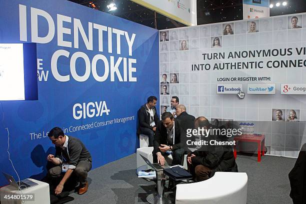 General ambiance at the GIGYA stand during 'LeWeb 2013' conference on December 10, 2013 in Saint-Denis, France. Le Web is Europe's largest tech...